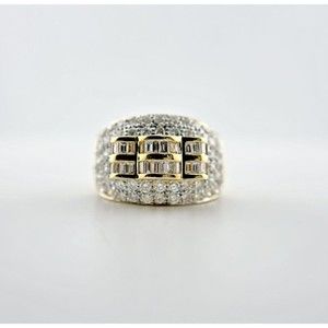 2ctw Baguette & Round Diamond Channel Set Band Ring in 18K Yellow Gold Size 7.5